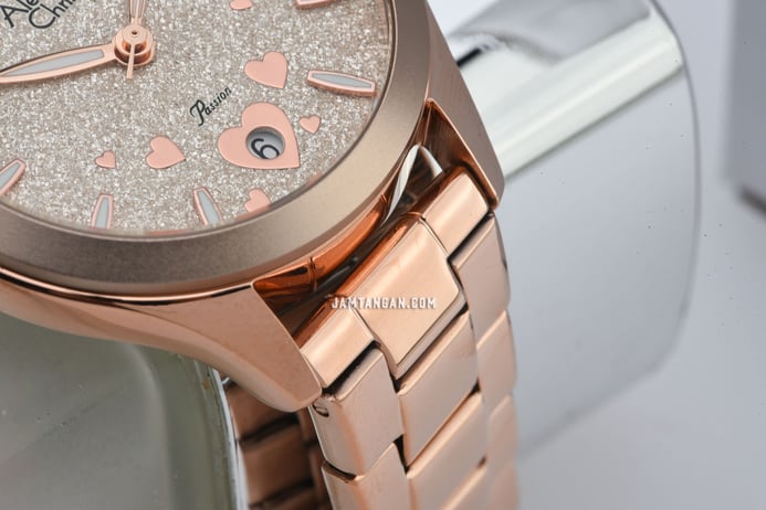 Alexandre Christie Passion AC 2A93 LD BRGLG Ladies Glitter Dial Rose Gold Stainless Steel Strap