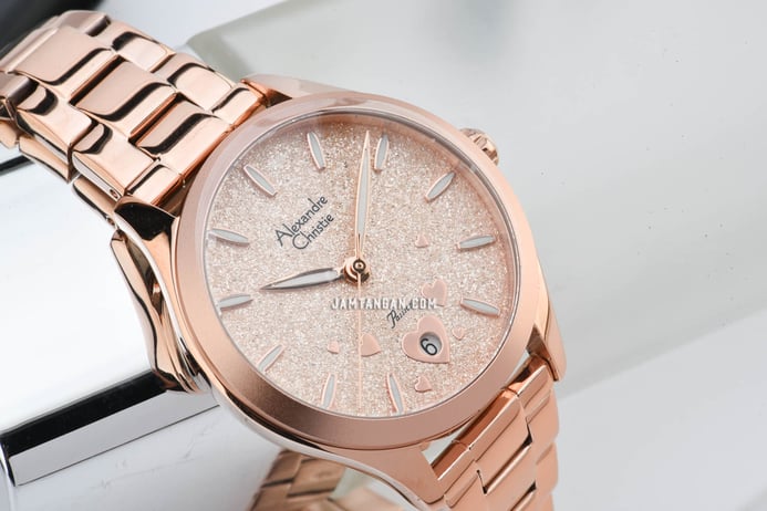 Alexandre Christie Passion AC 2A93 LD BRGRG Light Rose Gold Dial Rose Gold Stainless Steel Strap