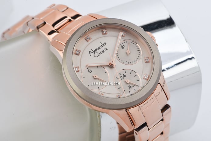 Alexandre Christie Passion AC 2A99 BF BRGGR Ladies Grey Dial Rose Gold Stainless Steel Strap