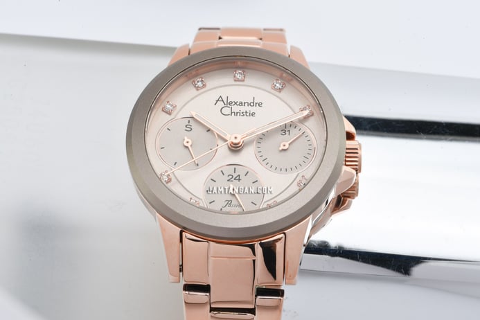 Alexandre Christie Passion AC 2A99 BF BRGGR Ladies Grey Dial Rose Gold Stainless Steel Strap