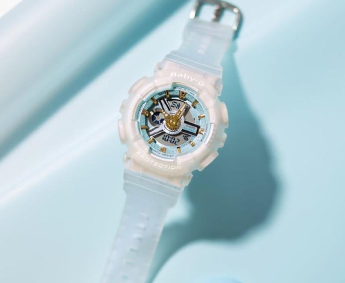 Casio Baby-G BA-110SC-7ADR Spring And Summer Digital Analog Dial White Resin Band