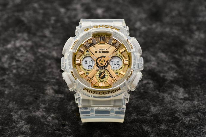 Casio G-Shock X ITZY GMA-S120SG-7ADR Skeleton Gold S Series Digital Analog Dial Resin Band