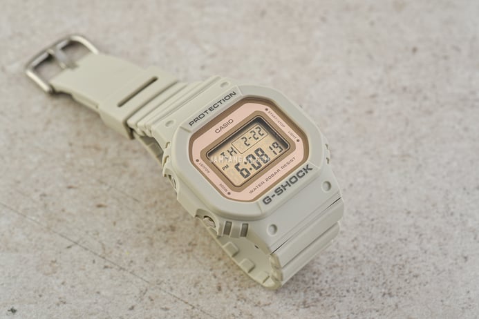 Casio G-Shock GMD-S5600-8DR Ladies Rose Gold Digital Dial White Resin Band