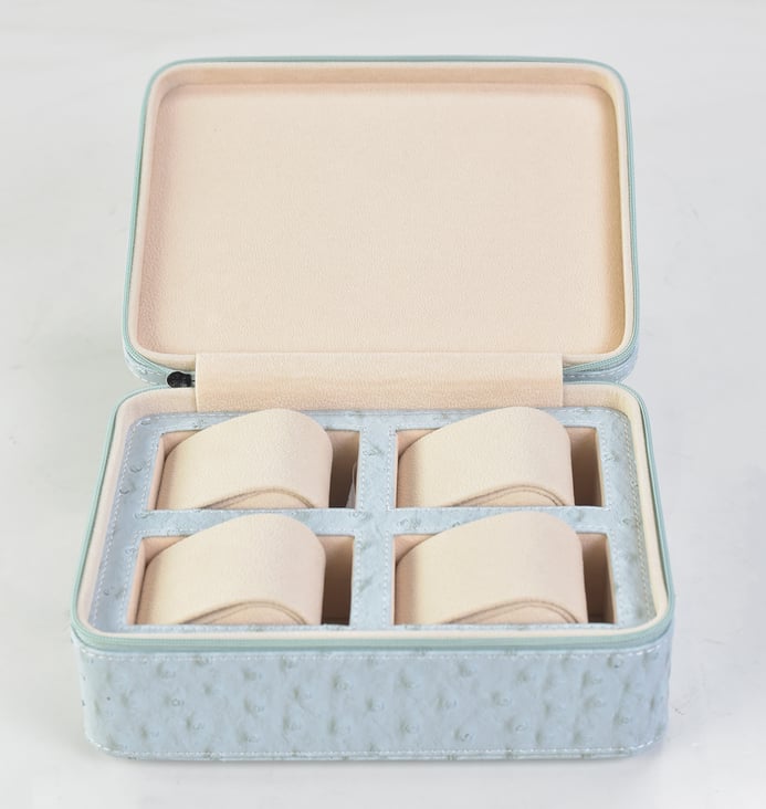 Kotak Jam Tangan Driklux 4W-4-PU-G White Ostrich Leather Box
