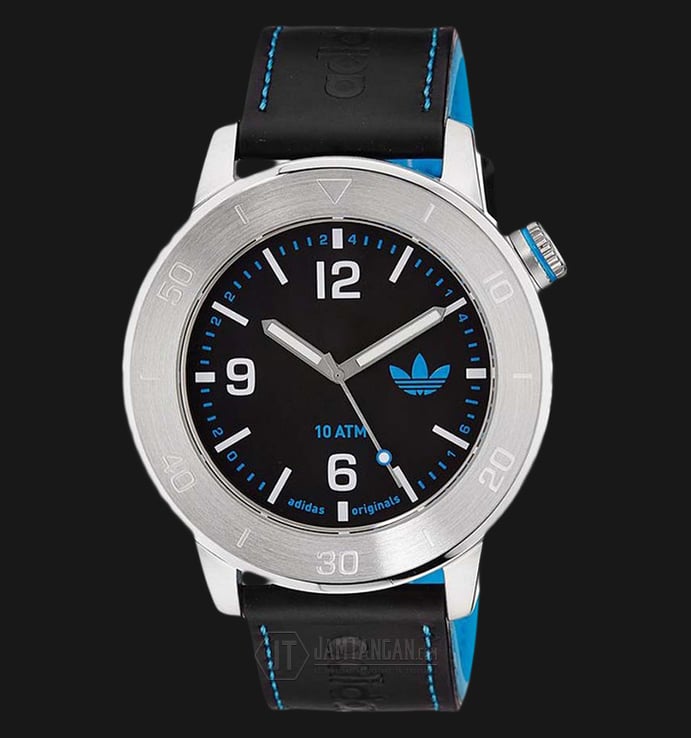Adidas ADH2972 Watch Manchester Black Dial Black Leather Strap