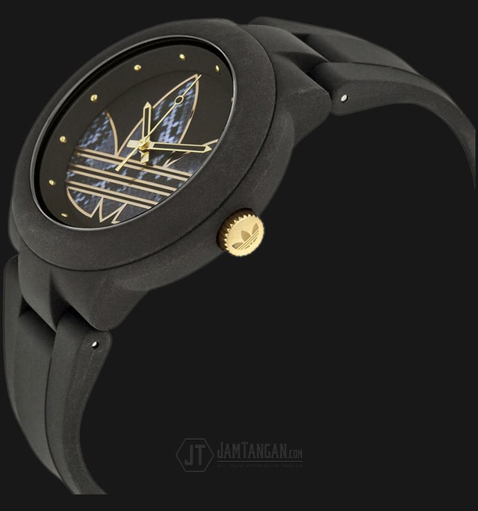 Adidas ADH3047 Aberdeen Black and Gold Dial Silicone Strap Watch