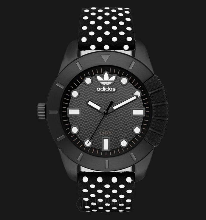 Adidas ADH3053 Black Dial Polka Dot Leather Strap Watch