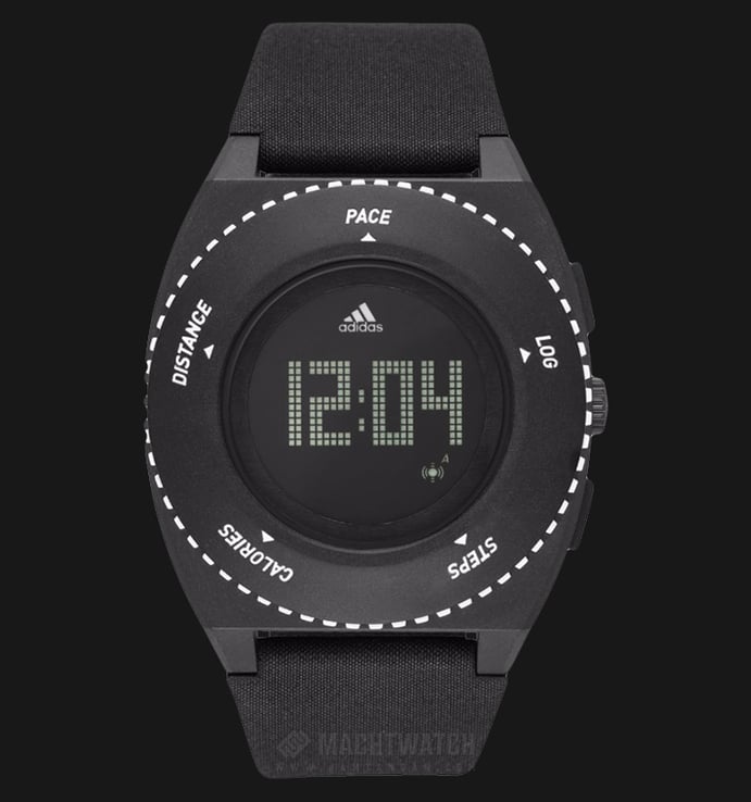 Adidas ADP3275SET Digital Sport Watch Sprung White Bezel Black Cloth Strap