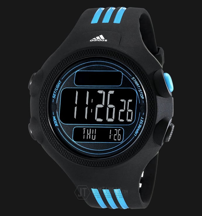 Adidas ADP6082 Digital Blue Striped Watch Black Polyurethane Strap