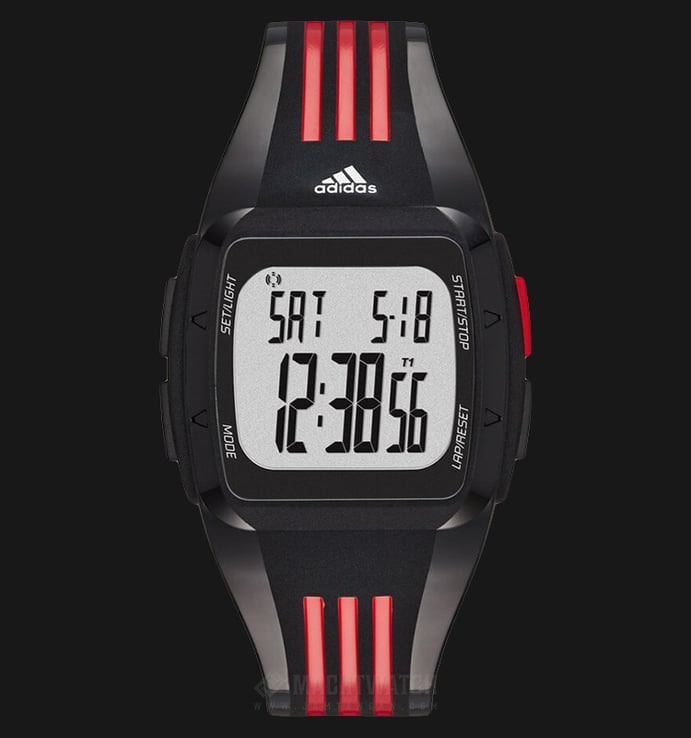 Adidas ADP6098 Duramo Black and Red Silicone Strap Digital Watch