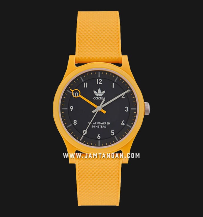 Adidas Project One AOST22558 Black Dial Yellow Rubber Strap