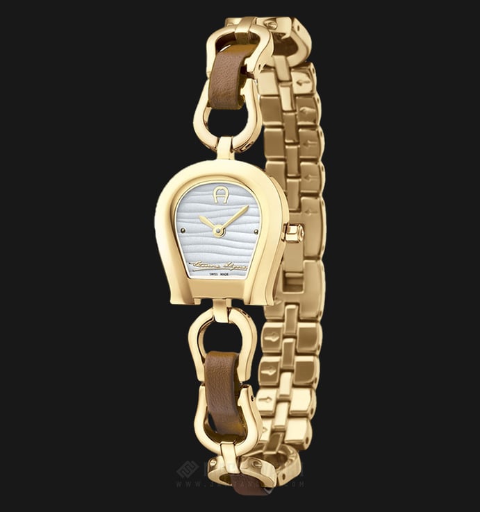 Aigner Perugina A07232 Ladies White Dial Gold Stainless Steel Strap