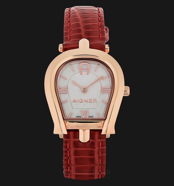 Aigner A07306A Ladies Silver Dial Red Leather Strap