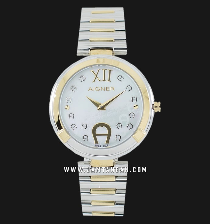 Aigner Gorizia A106205 Ladies Mother Of Pearl Dial Silver Gold Plated Strap
