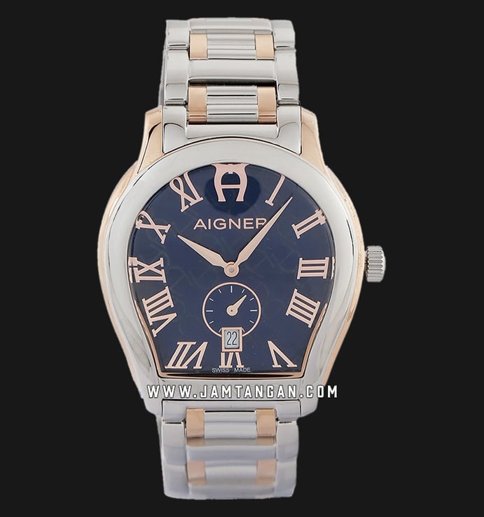 Aigner Vicenza A111113 Men Blue Dial Silver Rose Gold Stainless Steel Strap