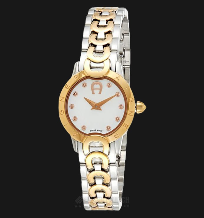 Aigner Cosenza A11218A Ladies White Mother of Pearl Dial Dual Tone Stainless Steel Strap