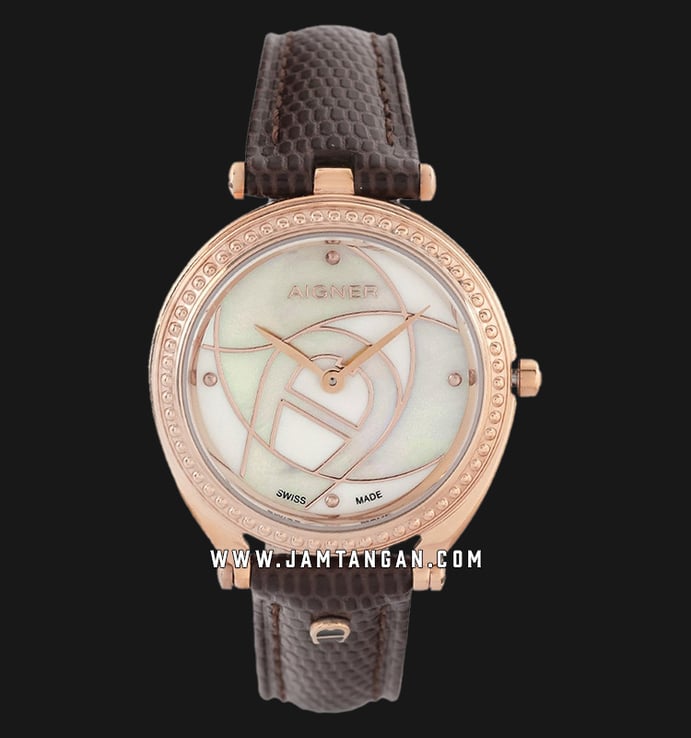 Aigner Florence A121202A Ladies Mother Of Pearl Dial Brown Leather Strap