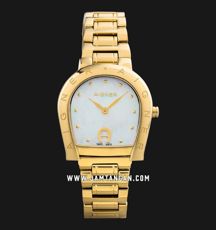 Aigner A122216 Ladies Mother Of Pearl Dial Gold Stainless Steel Strap