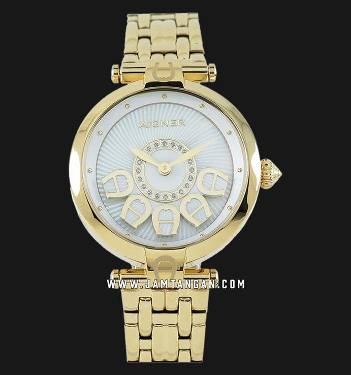 Aigner Florence A129204 Ladies Silver Dial Gold Plated Strap