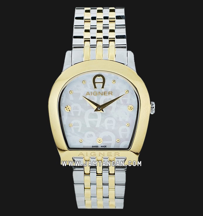 Aigner Alessandria A130205 Mother Of Pearl Dial Silver Gold Stainless Steel Strap