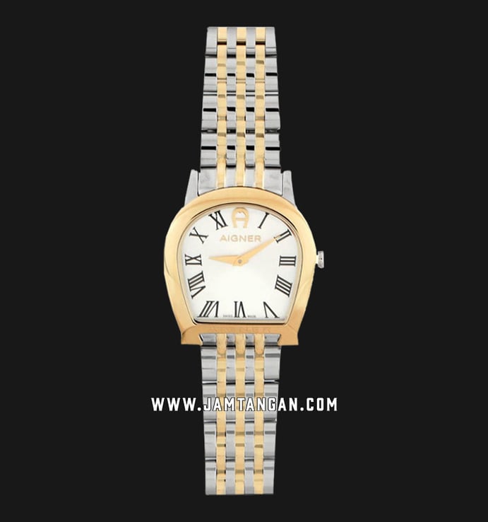 Aigner Alessandria A130213 Ladies White Dial Dual Tone Stainless Steel Strap