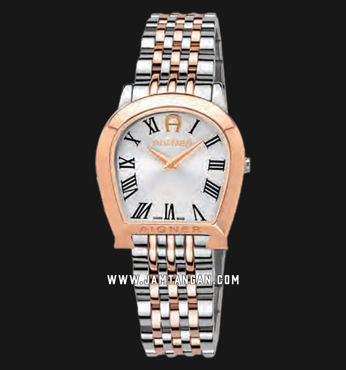 Aigner Alessandria A130214 Ladies White Dial Dual Tone Stainless Steel Strap