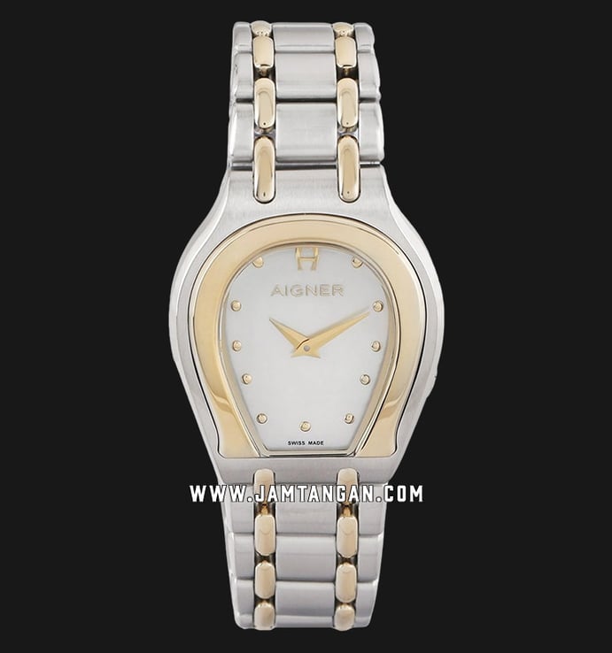 Aigner Catania A145203 Ladies SIlver Dial Dual Tone Stainless Steel Strap