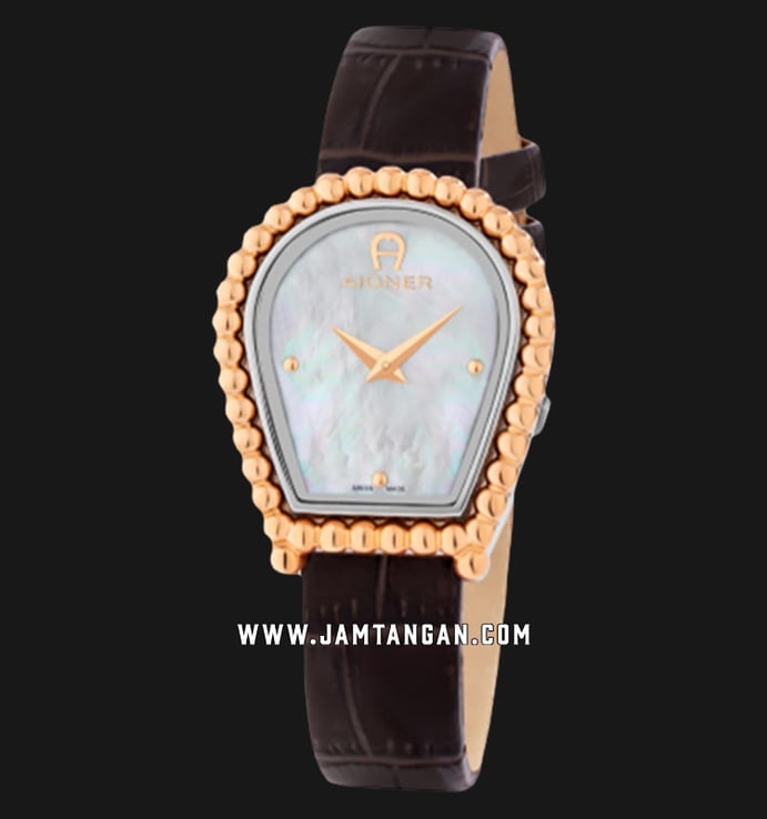 Aigner Novara A147203 Ladies Mother of Pearl Dial Brown Leather Strap