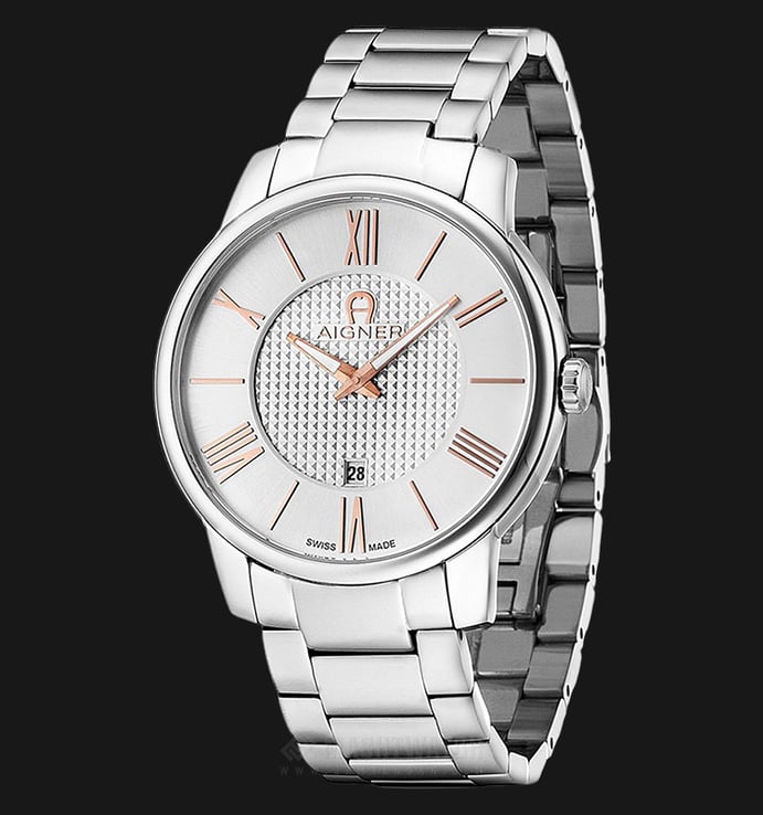 Aigner Padua A24054 Men Silver Pattern Dial Stainless Steel Strap