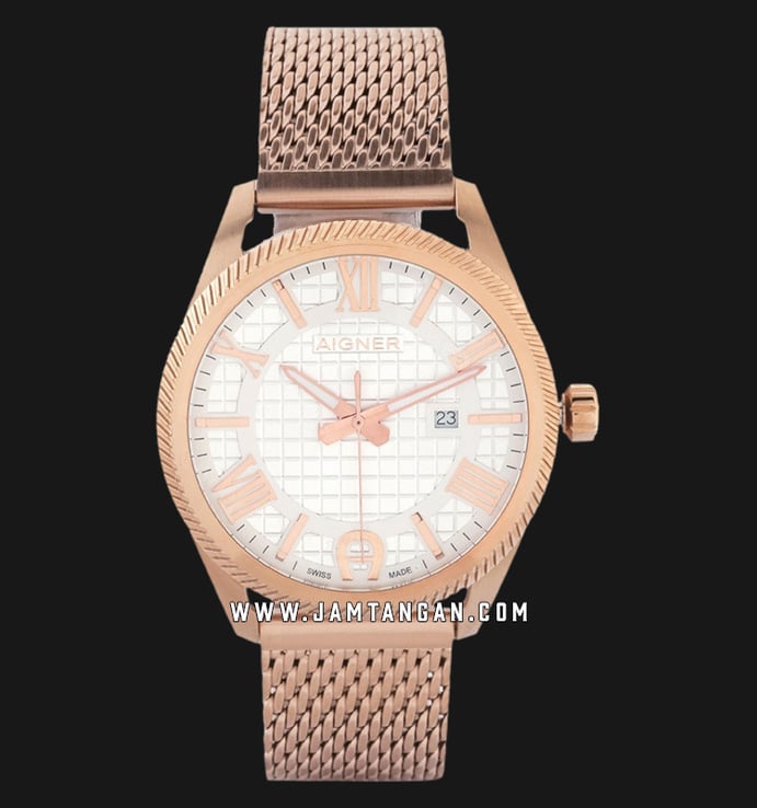 Aigner Imola A24145F Men White Dial Rose Gold Plated Stainless Steel Strap