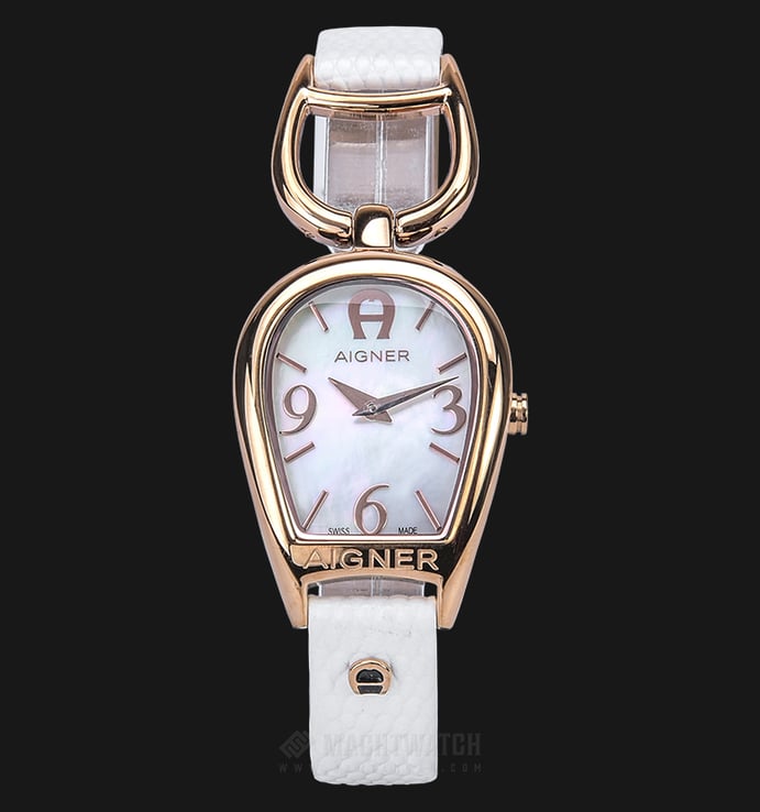 Aigner Arte II A24232A Ladies Mother of Pearl Dial White Leather Strap + Extra Strap