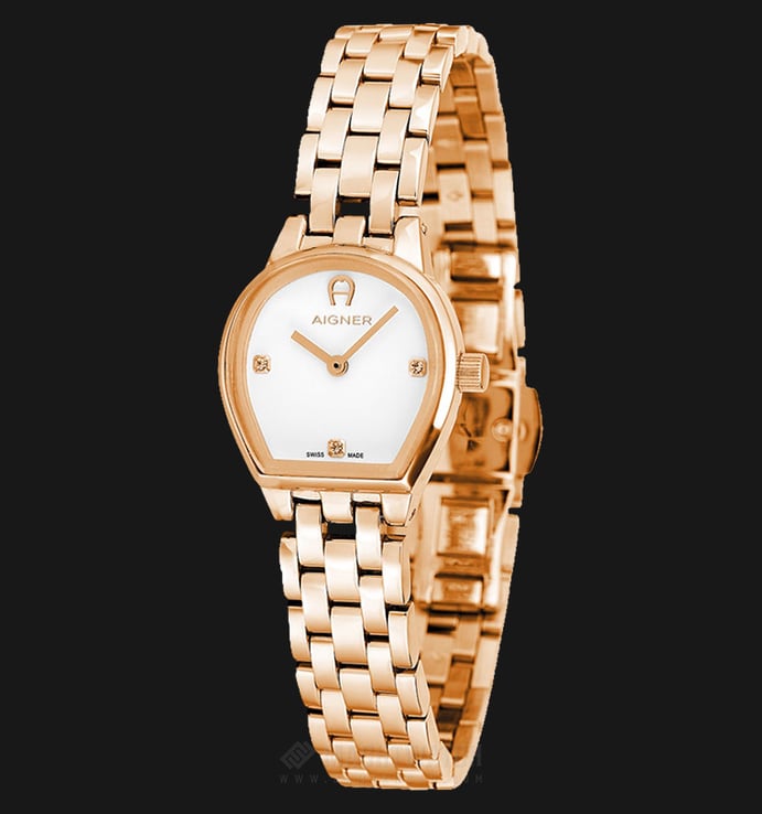 Aigner Pisa A24247 Ladies White Dial Rose Gold Stainless Steel