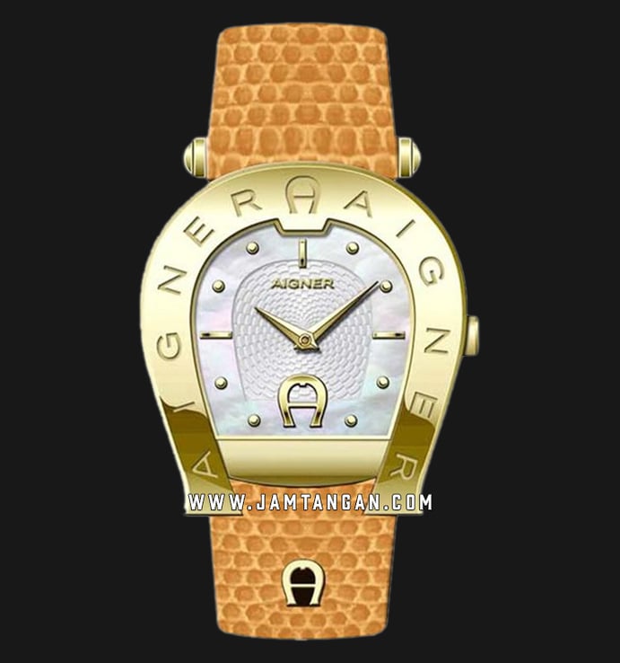 Aigner Empoli A24260B Ladies Mother Of Pearl Dial Orange Leather Strap