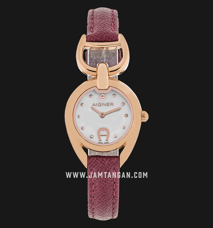 Aigner Garda A24266 Ladies White Dial Rose Gold Case Red Leather Strap