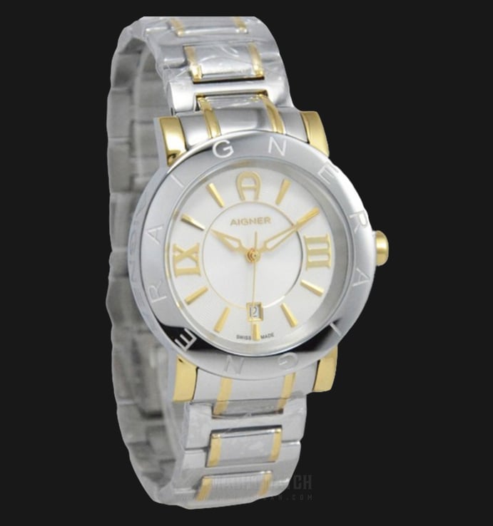 Aigner Cortina A26081 Men White Dial Dual Tone Stainless Steel Strap