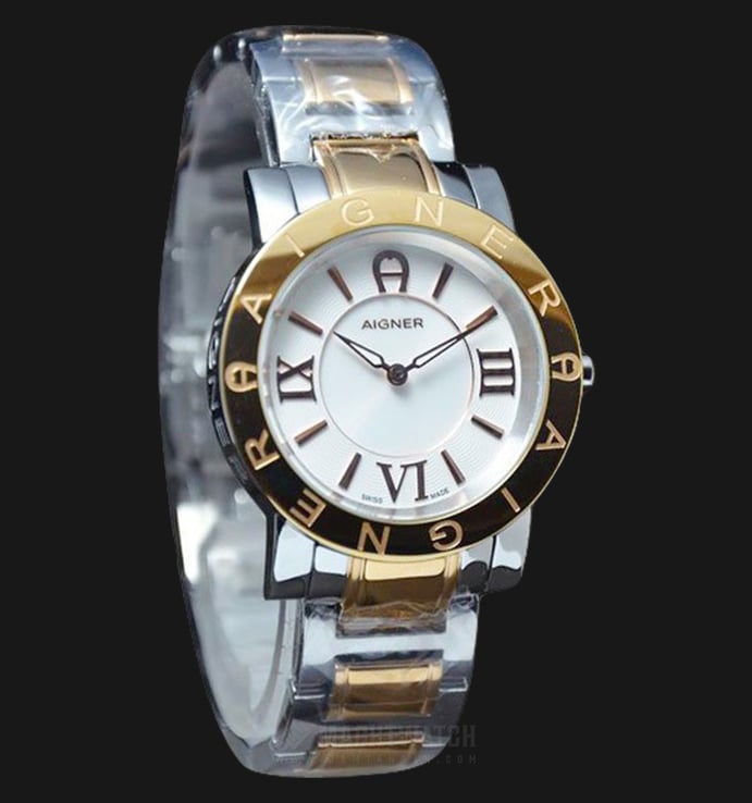 Aigner Cortina A26393 Ladies White Dial Dual Tone Stainless Steel Strap