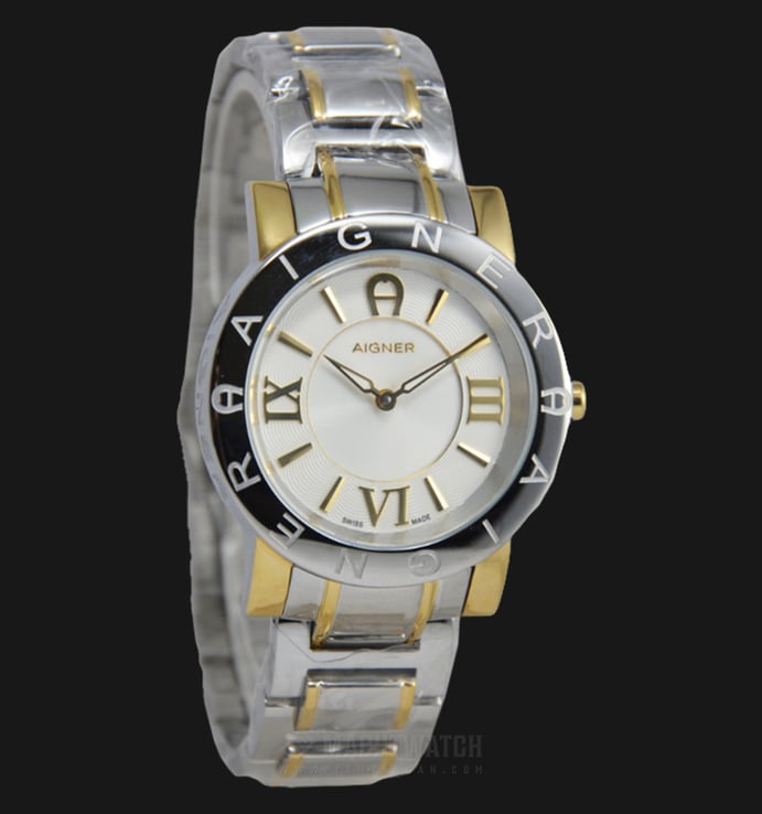Aigner Cortina A26394 Ladies White Dial Dual Tone Stainless Steel Strap
