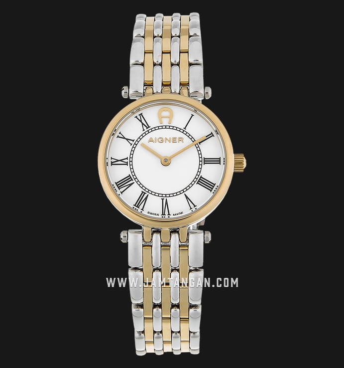 Aigner Carpi A28212 Ladies White Dial Dual Tone Stainless Steel