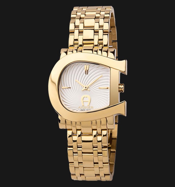 Aigner Genua Due A31681 White Dial Gold Plated Stainless Steel Bracelet