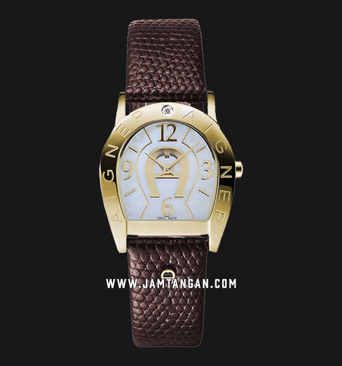 Aigner Asti Due A32202A Ladies White Dial Brown Leather Strap
