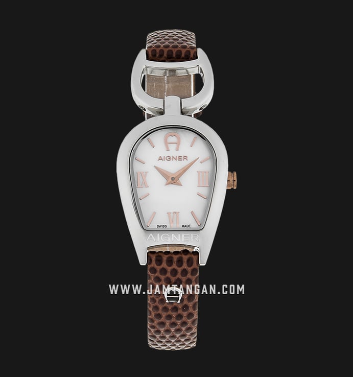 Aigner Arte III A32242 Ladies Mother of Pearl Dial Brown Leather Strap + Extra Blue Leather Strap