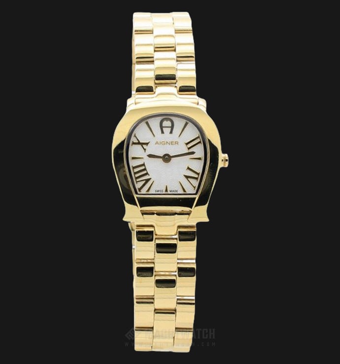 Aigner Varese A45609 Ladies White Dial Gold Stainless Steel Strap