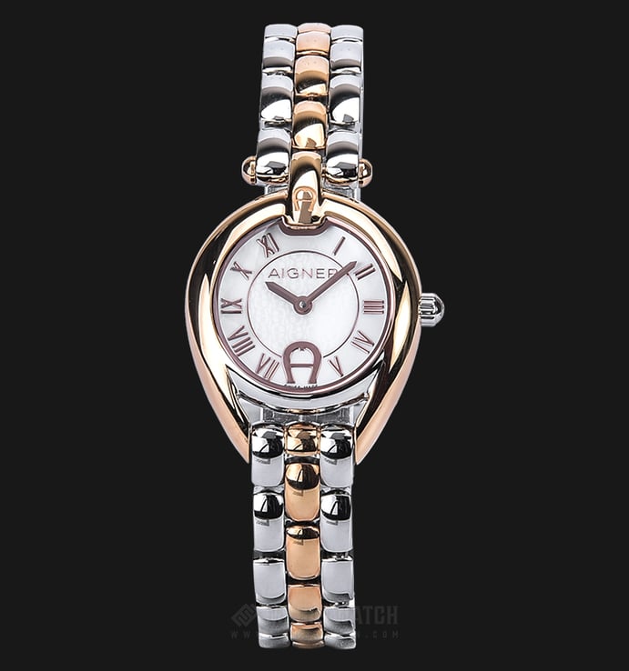 Aigner Imperial A49211 Ladies White Dial Rose Gold Stainless Steel Dual Tone Stainless Steel Strap