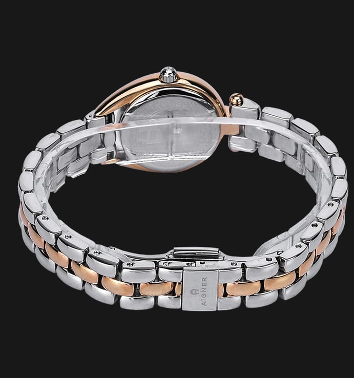 Aigner Imperial A49211 Ladies White Dial Rose Gold Stainless Steel Dual Tone Stainless Steel Strap