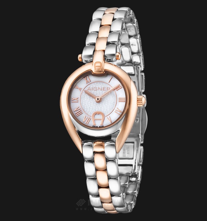 Aigner Imperia A49311 Ladies White Mother of Pearl Dial Dual Tone Stainless Steel Strap