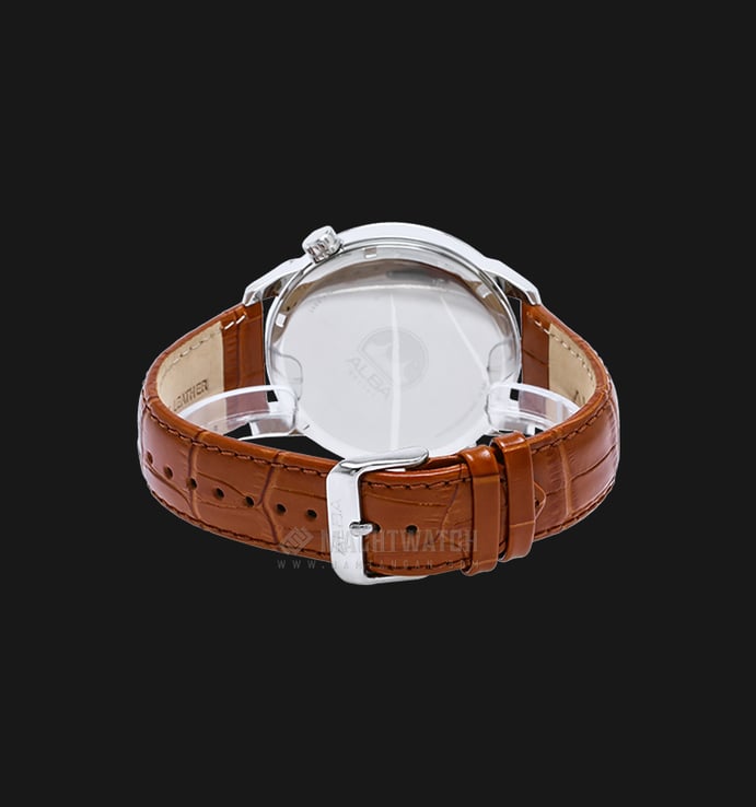 Alba A2A009X1 Men Multifunction White Dial Brown Leather Strap