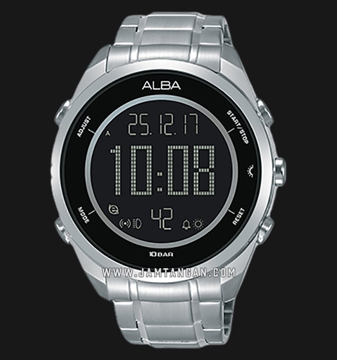Alba Active A5A005X1 Men Black Digital Dial Stainless Steel Strap