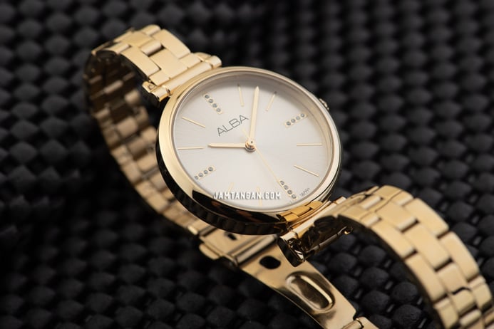 Alba AG2014X1 Ladies Light Gold Dial Gold Stainless Steel Strap