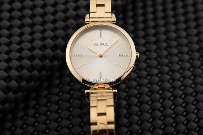 Alba AG2014X1 Ladies Light Gold Dial Gold Stainless Steel Strap