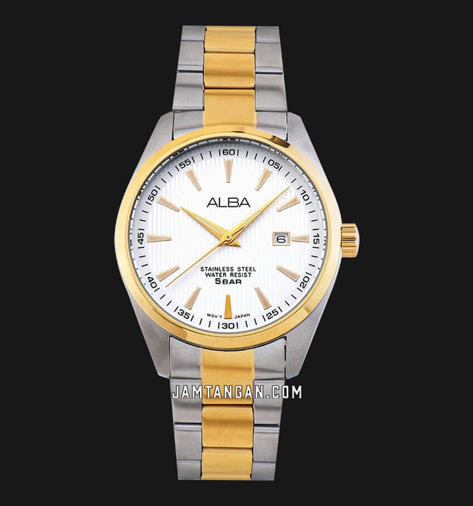 Alba Fashion AG8390X1 Men Silver Dial Dual Tone Stainless Steel Strap